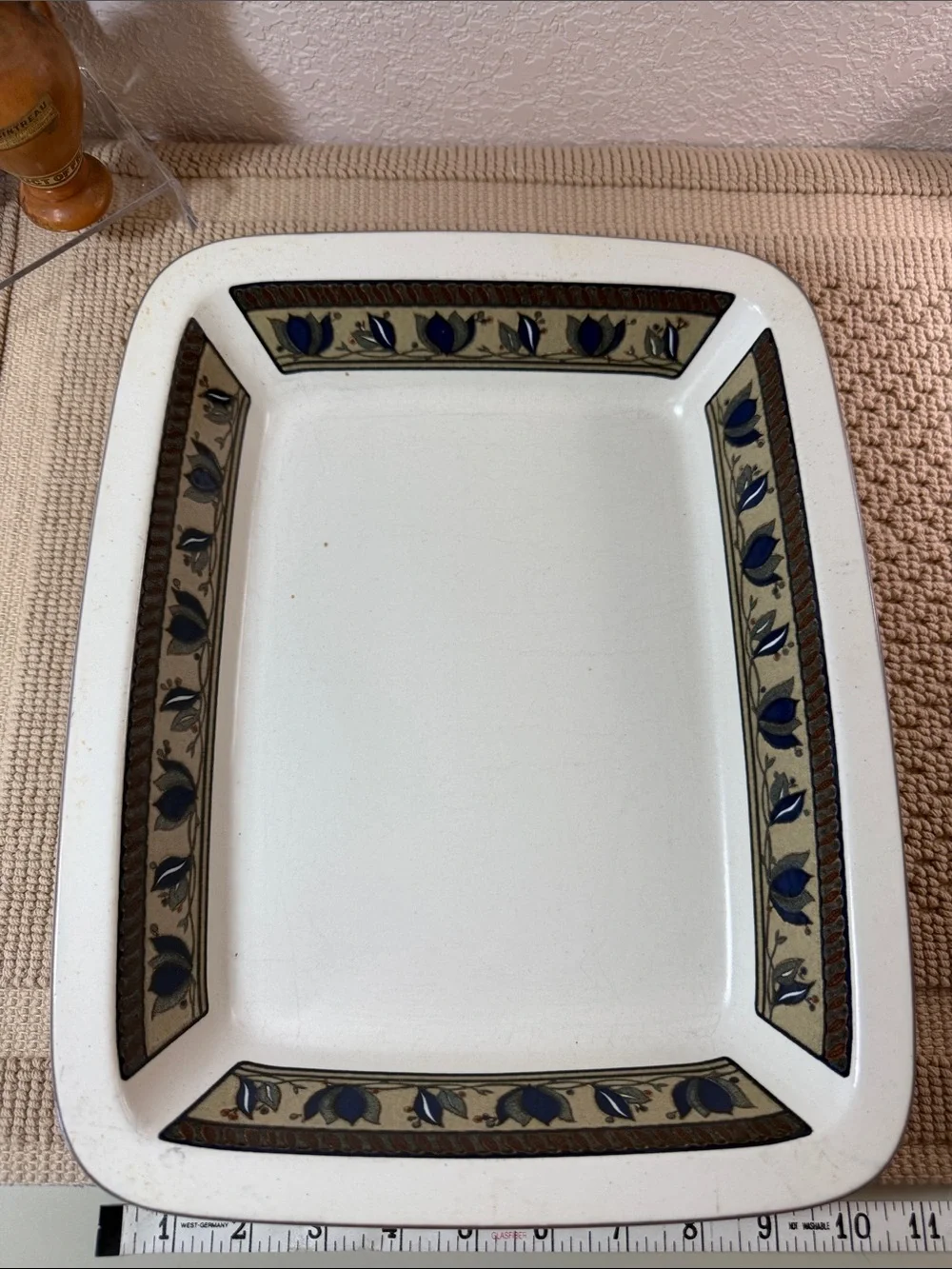 Mikasa Intaglio Arabella Serving Platter Blue Floral Stoneware